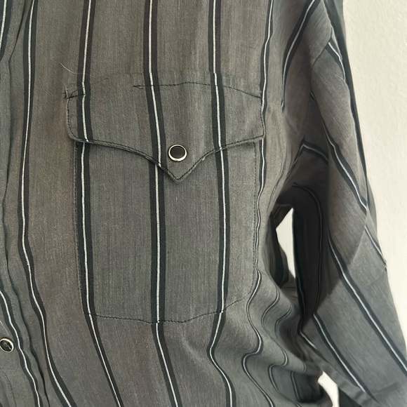 Men’s western grey and black striped shirt - Picture 3 of 4